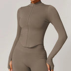 Zipper Jacket Crop Top – Long Sleeve Quick-Dry Yoga & Running Shirt