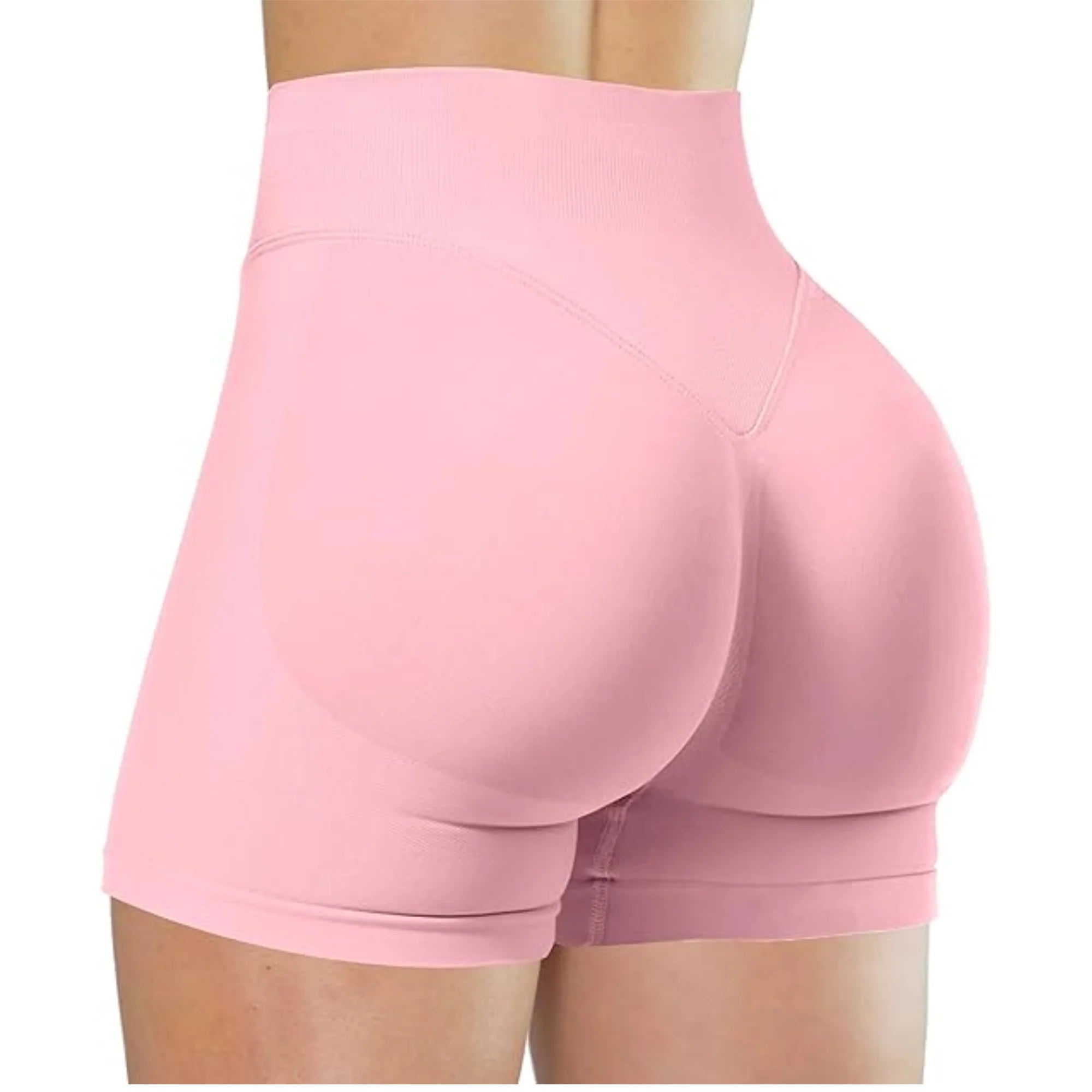 High Waist Yoga Shorts – Fashionable Solid Color Running Fitness Leggings