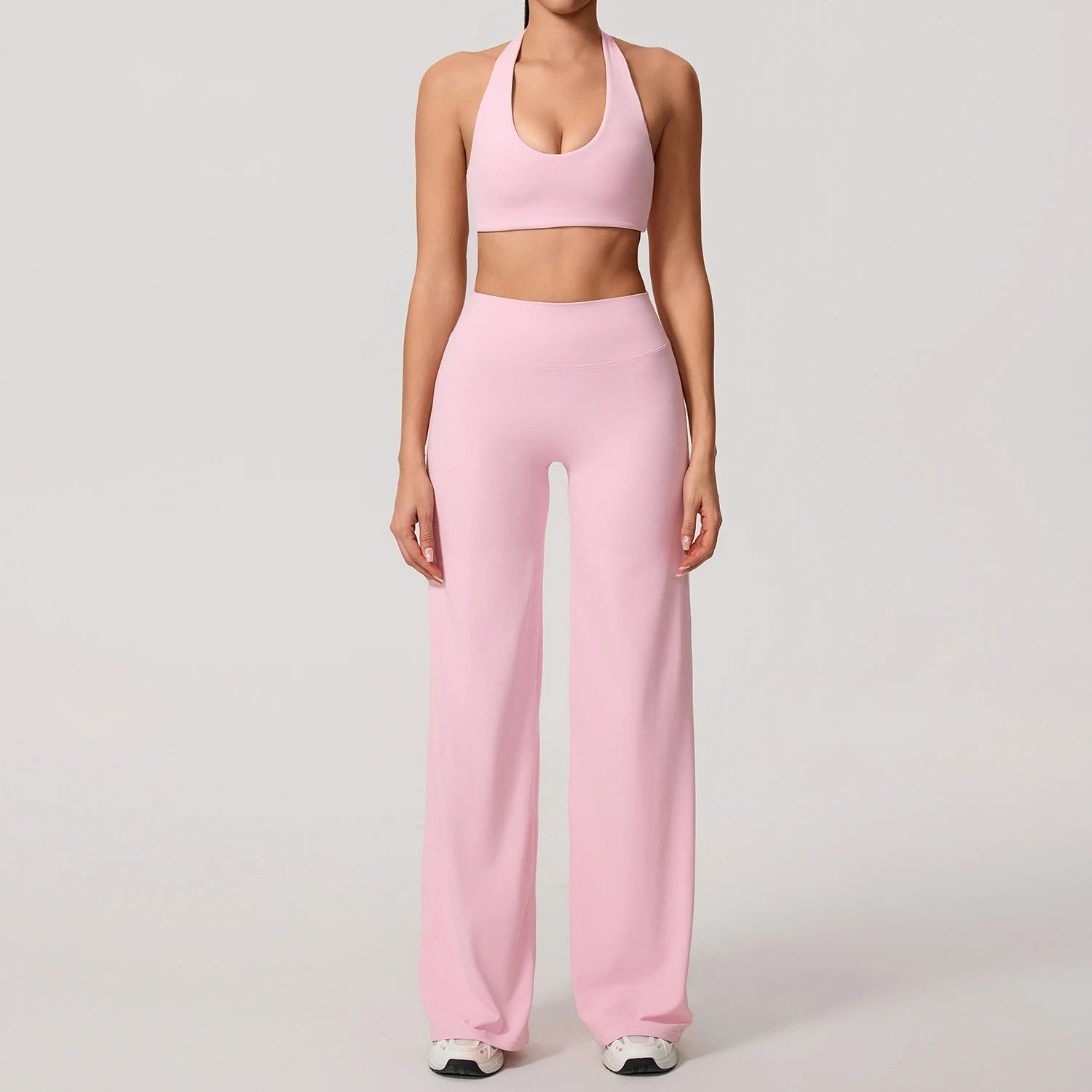 Women's Quick-Dry Sports Set – U-Neck Bra & Bell-Bottom Yoga Top