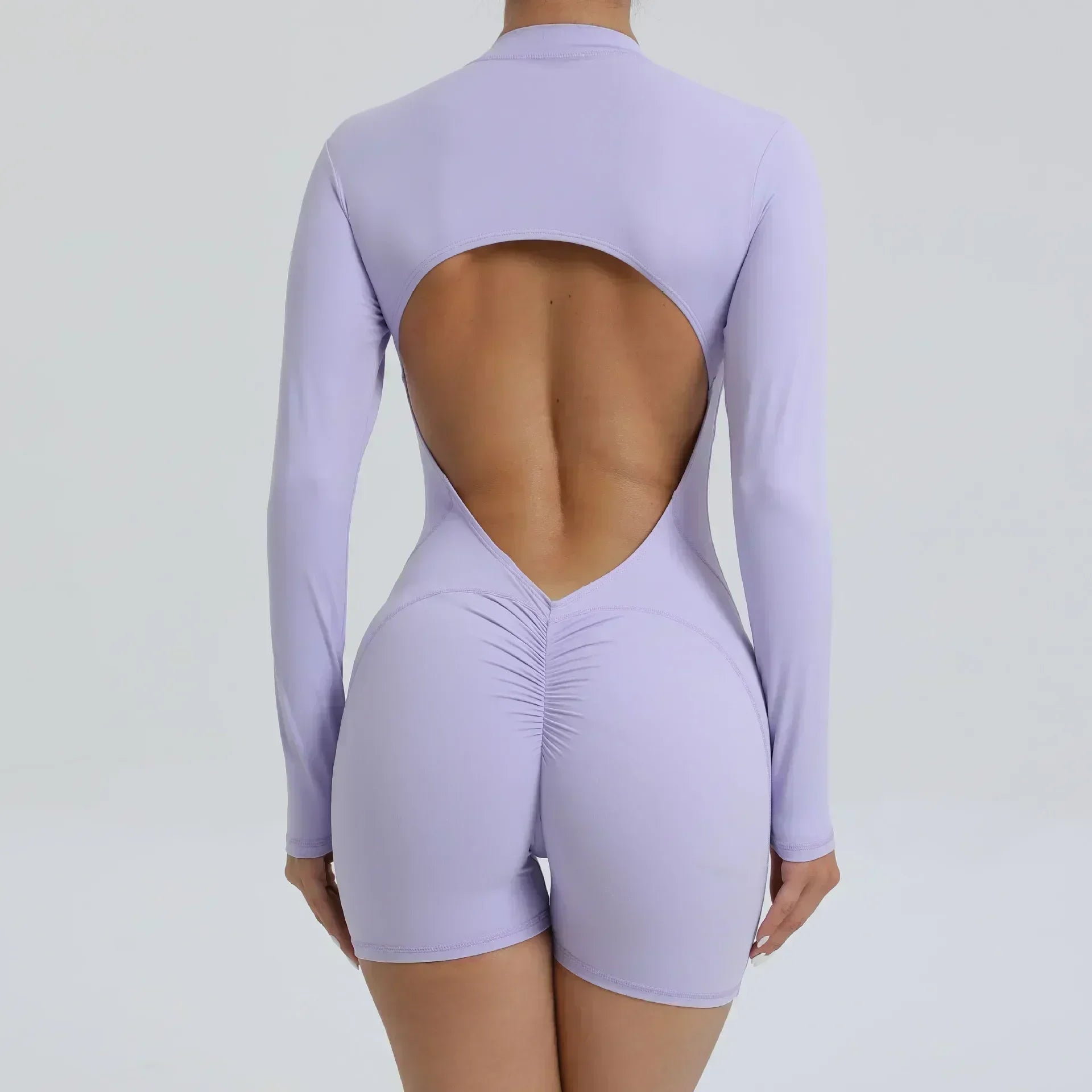 Seamless Zipper Yoga Jumpsuit – Long Sleeve Hip-Lifting Gym Bodysuit