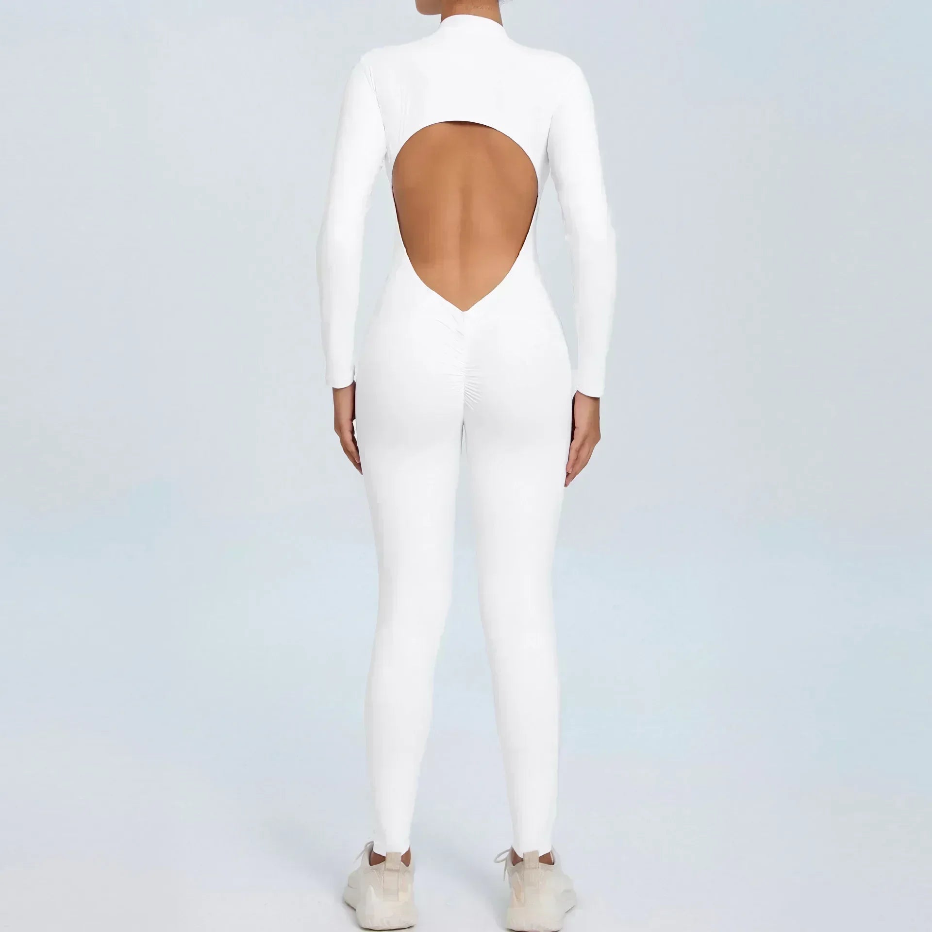 Seamless Zipper Yoga Jumpsuit – Long Sleeve Hip-Lifting Gym Bodysuit