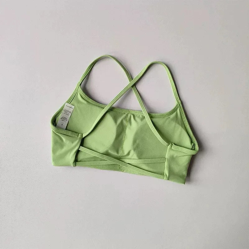 Cross Back Sports Bra – Shock-Resistant Gathered Yoga Vest & Fitness Wear