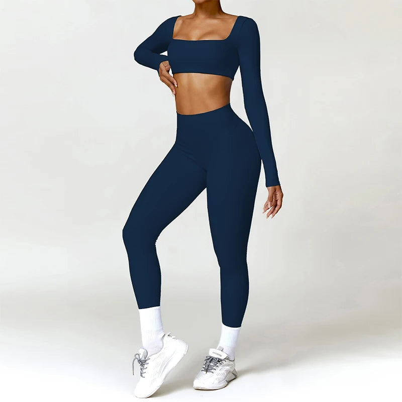 2PCS Yoga Suit Sports Set – Quick-Dry Long Sleeve Running & Workout Tracksuit