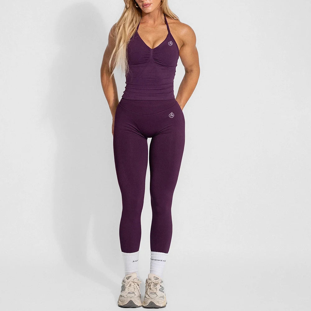 Yoga Set 2-Piece – Halter Top & High Waist Shaping Leggings
