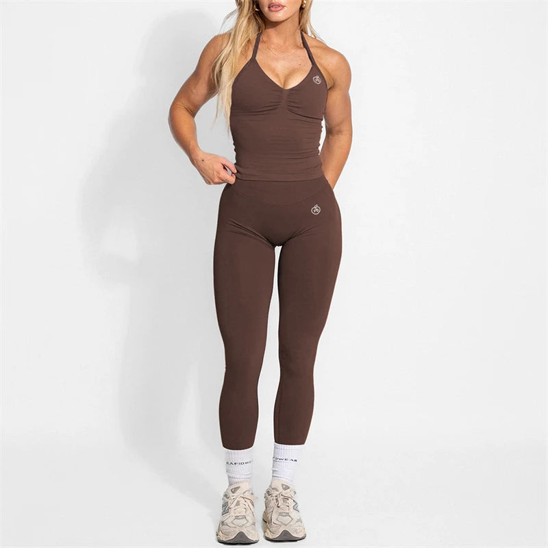 Yoga Set 2-Piece – Halter Top & High Waist Shaping Leggings