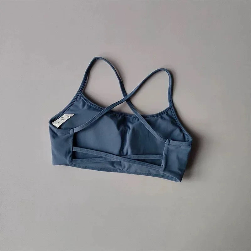 Cross Back Sports Bra – Shock-Resistant Gathered Yoga Vest & Fitness Wear