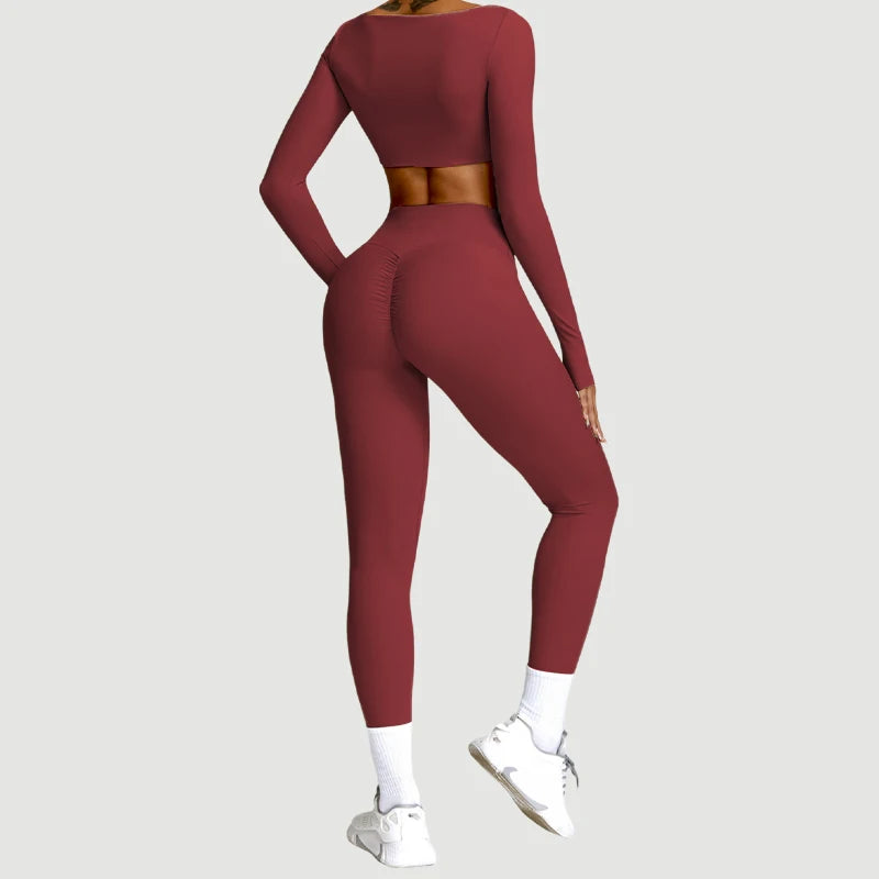 2PCS Yoga Suit Sports Set – Quick-Dry Long Sleeve Running & Workout Tracksuit