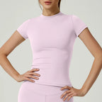 Seamless Gym Crop Top – Short Sleeve Yoga & Running Sports T-Shirt