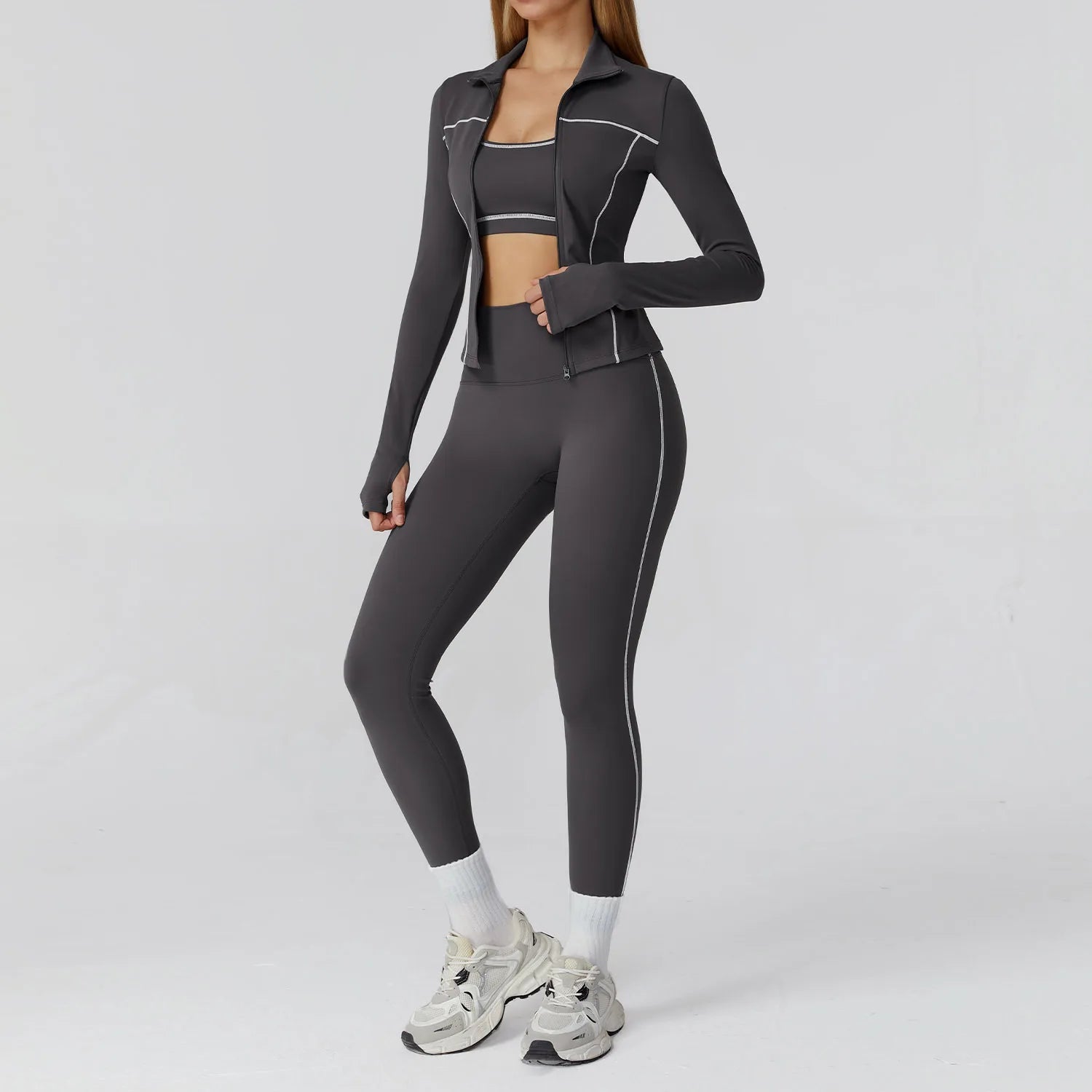 2/3PCS Yoga Set – Long Sleeve Bra, Leggings & Fitness Tracksuit