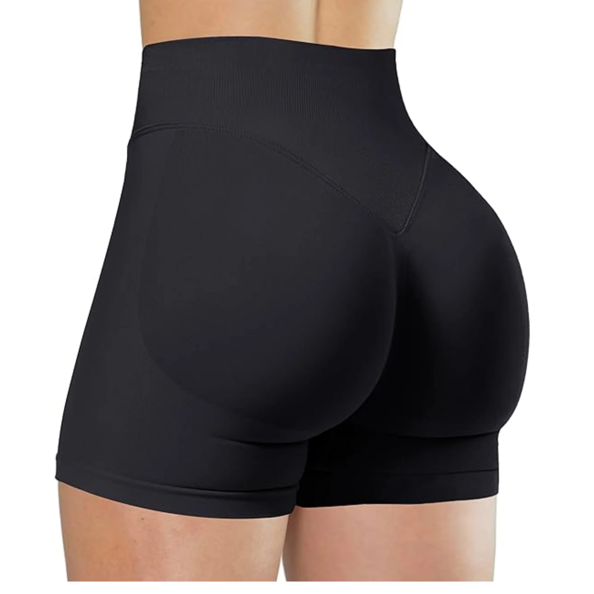 High Waist Yoga Shorts – Fashionable Solid Color Running Fitness Leggings