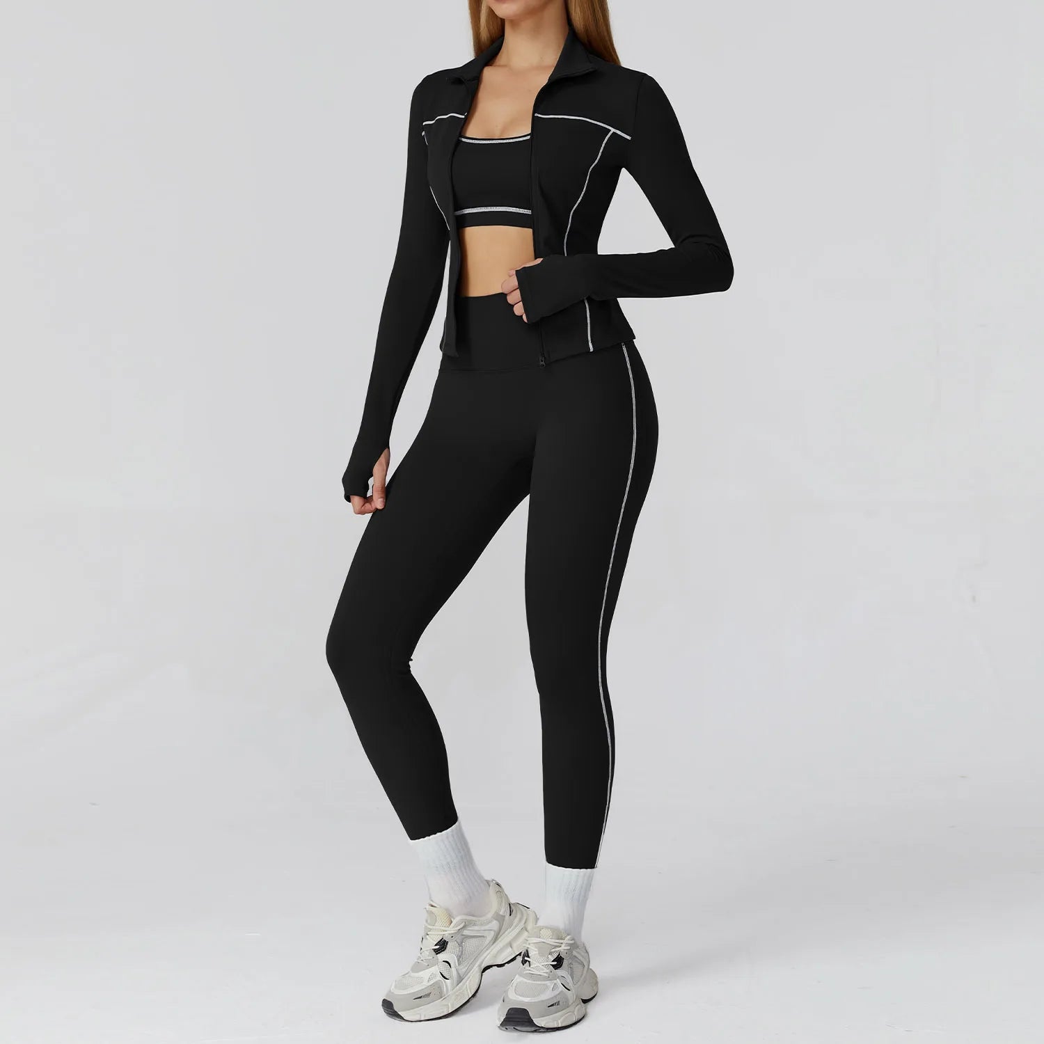 2/3PCS Yoga Set – Long Sleeve Bra, Leggings & Fitness Tracksuit
