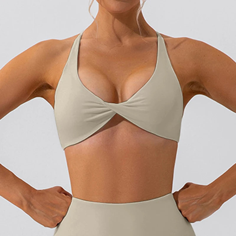 Cross Back Sports Bra – Breathable Yoga & Running Fitness Workout Top