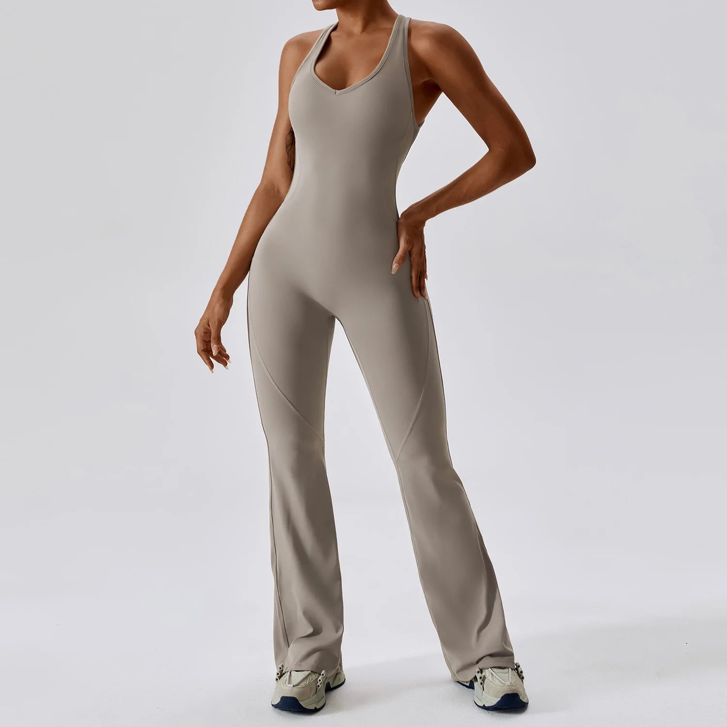 Solid Yoga Jumpsuit – Butt Lifting One-Piece Fitness Bodysuit Activewear