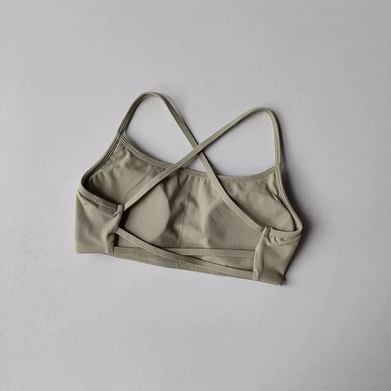 Cross Back Sports Bra – Shock-Resistant Gathered Yoga Vest & Fitness Wear