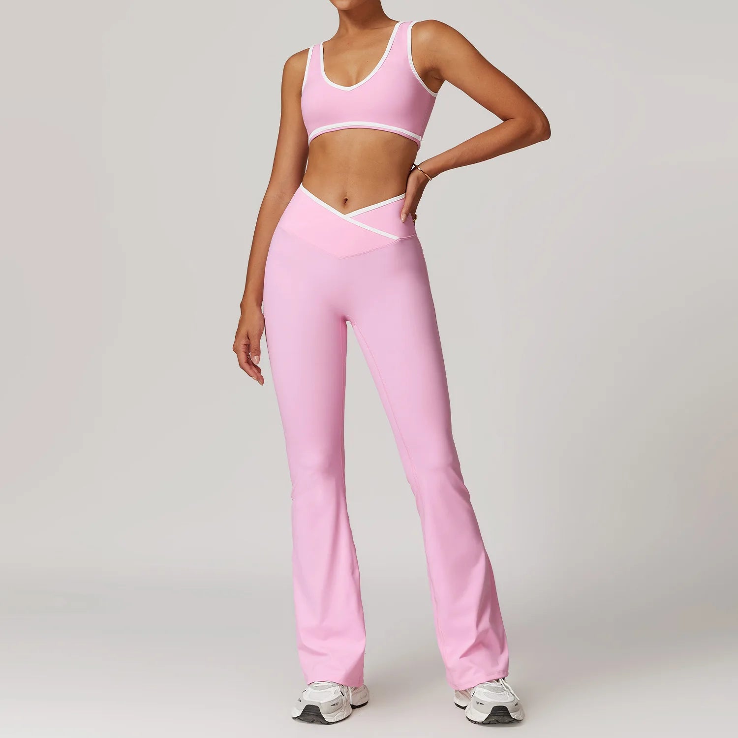 High-waisted leggings and sports top