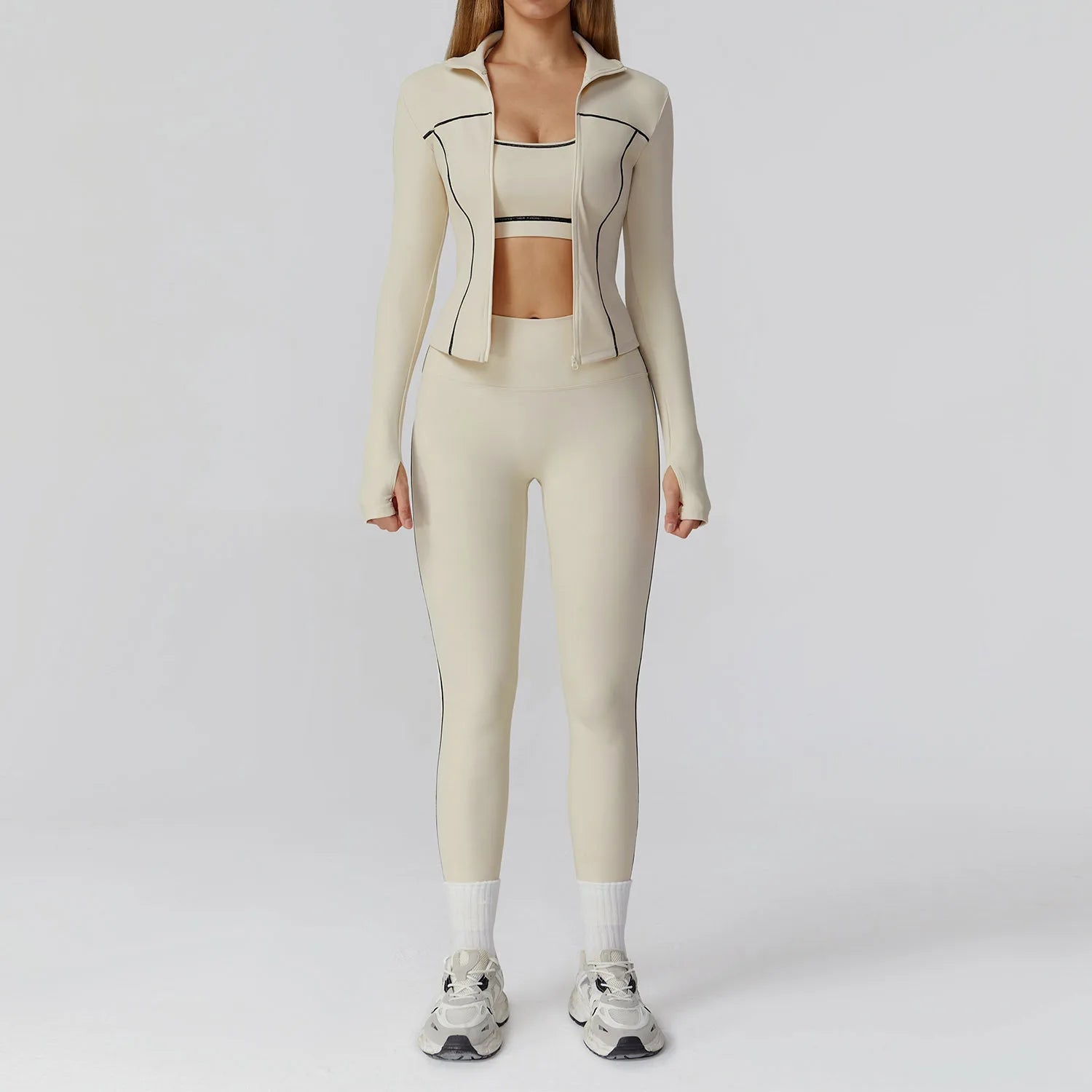 2/3PCS Yoga Set – Long Sleeve Bra, Leggings & Fitness Tracksuit