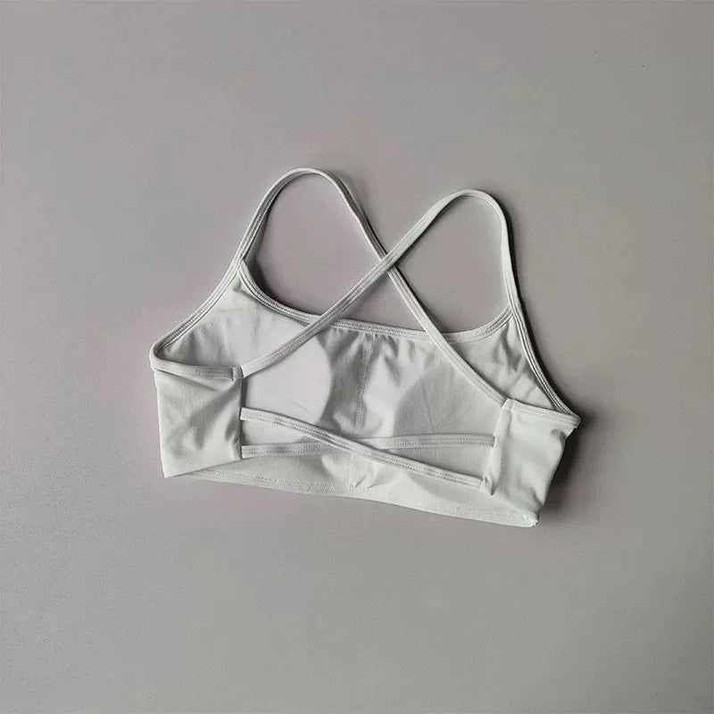 Cross Back Sports Bra – Shock-Resistant Gathered Yoga Vest & Fitness Wear