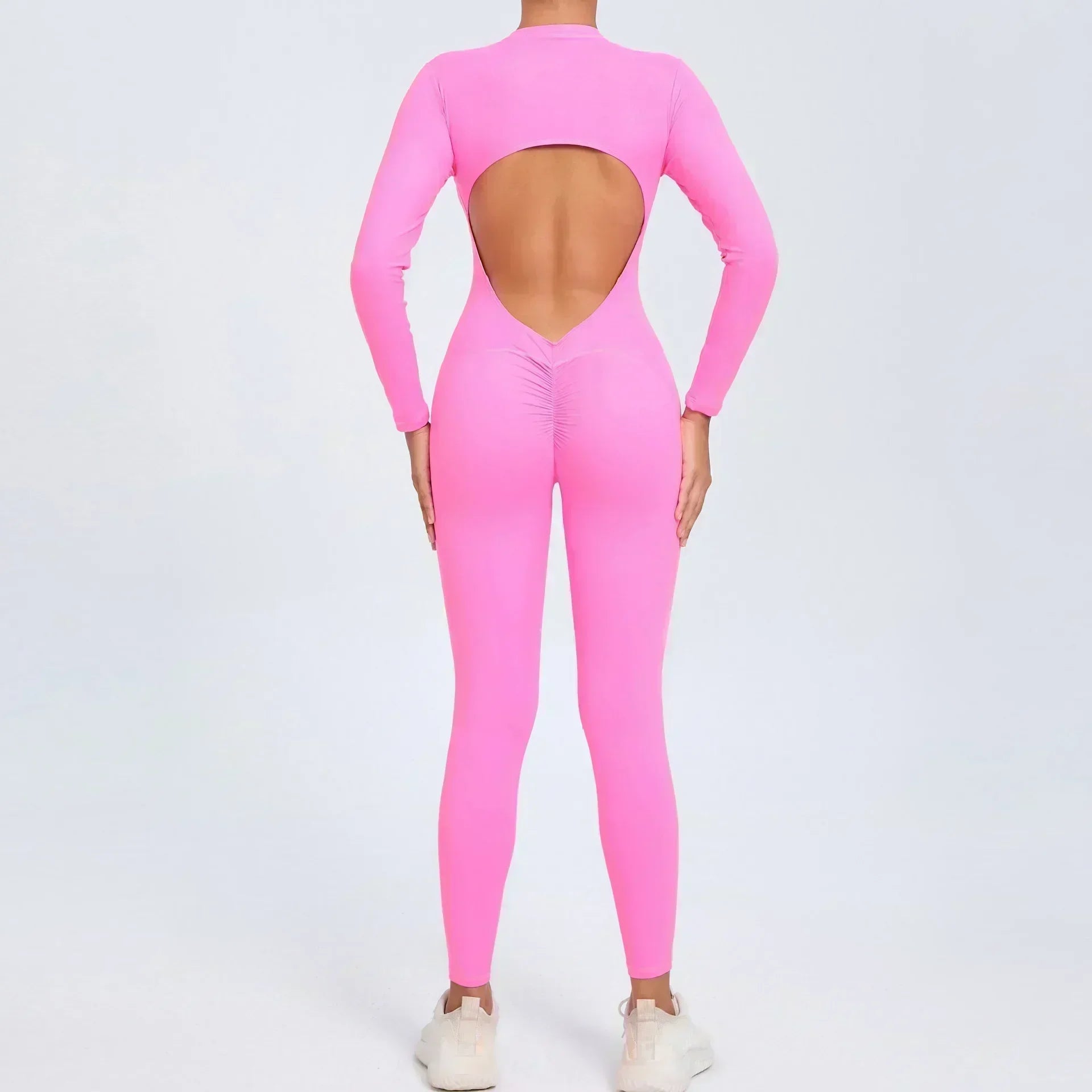 Seamless Zipper Yoga Jumpsuit – Long Sleeve Hip-Lifting Gym Bodysuit