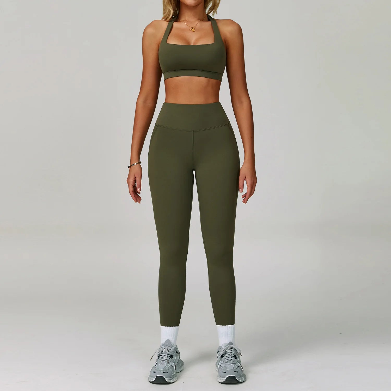 2 Piece Tracksuit – Workout Bra & High Waist Leggings Gym Clothing