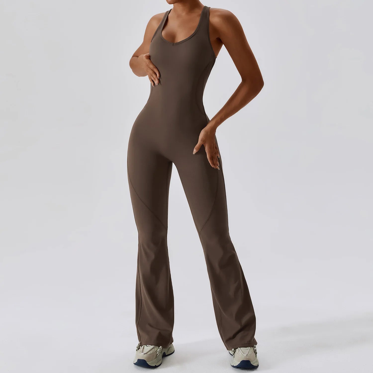 Solid Yoga Jumpsuit – Butt Lifting One-Piece Fitness Bodysuit Activewear