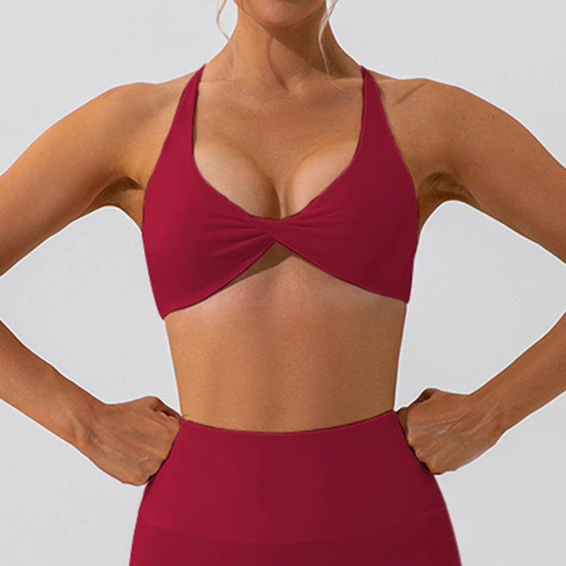 Cross Back Sports Bra – Breathable Yoga & Running Fitness Workout Top