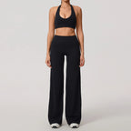 Women's Quick-Dry Sports Set – U-Neck Bra & Bell-Bottom Yoga Top