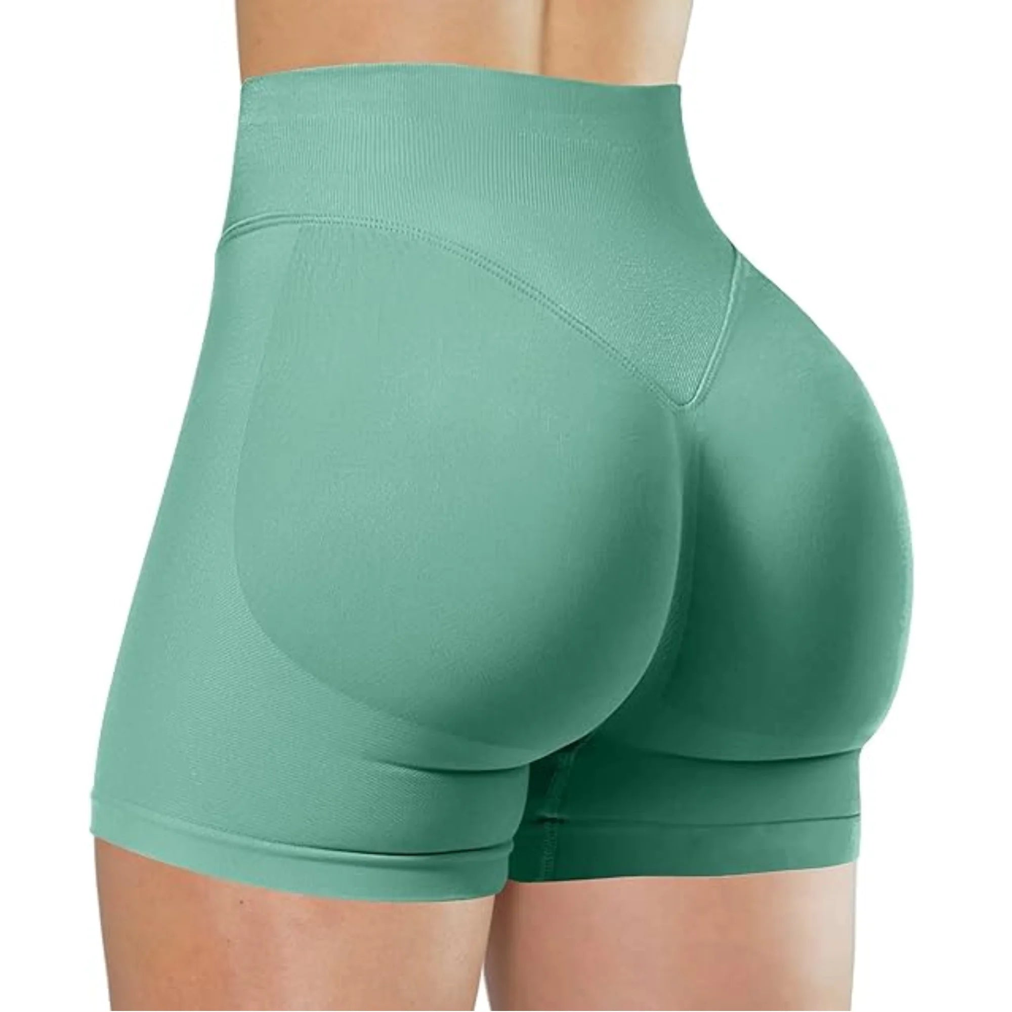 High Waist Yoga Shorts – Fashionable Solid Color Running Fitness Leggings