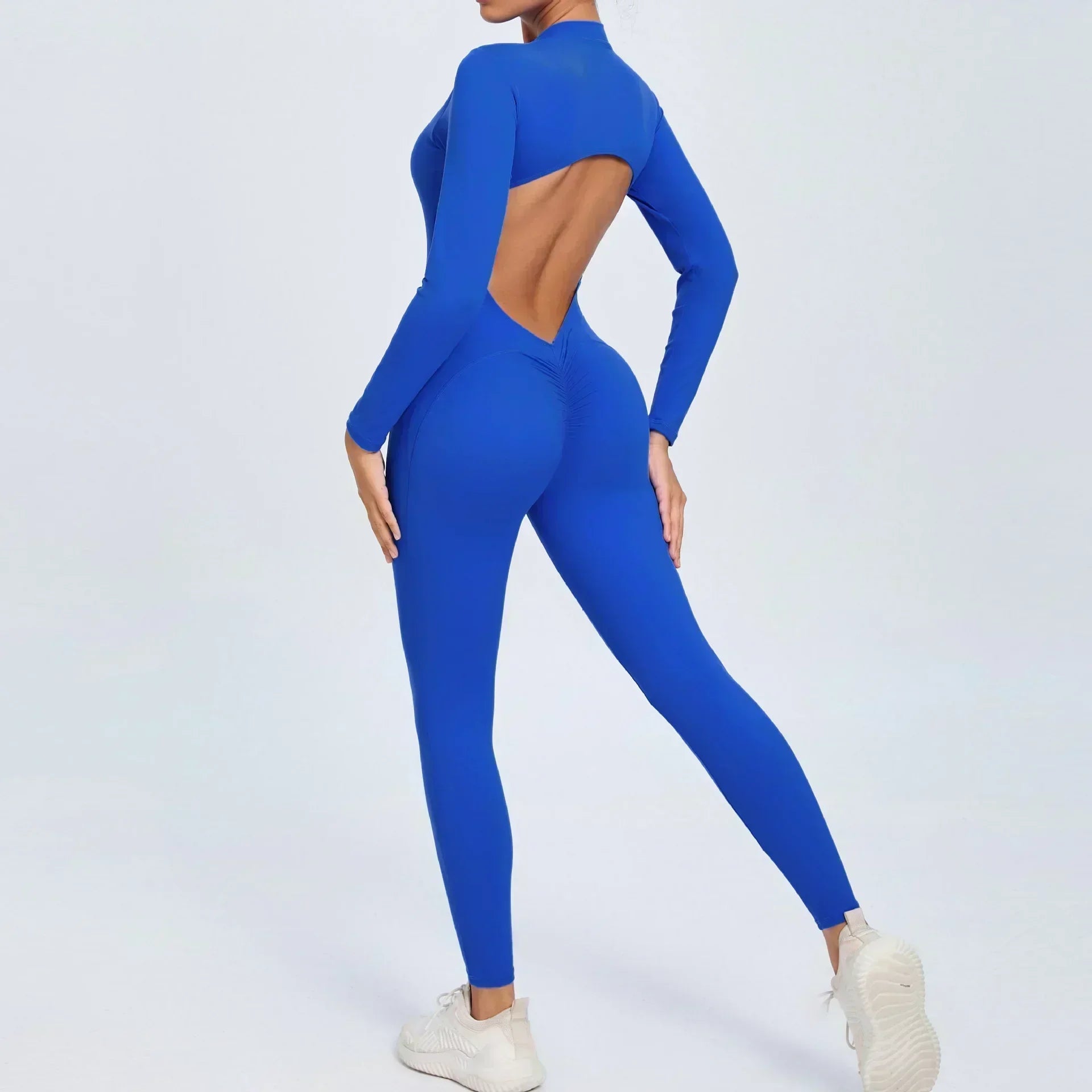 Seamless Zipper Yoga Jumpsuit – Long Sleeve Hip-Lifting Gym Bodysuit