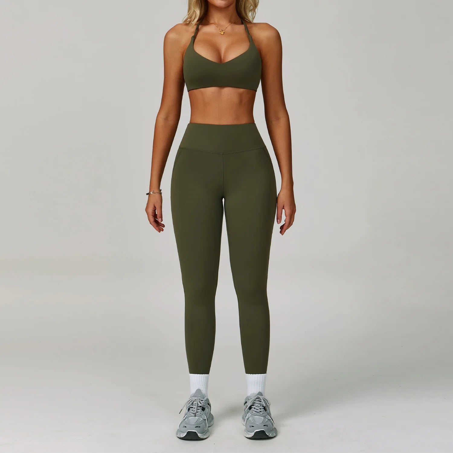 2 Piece Tracksuit – Workout Bra & High Waist Leggings Gym Clothing