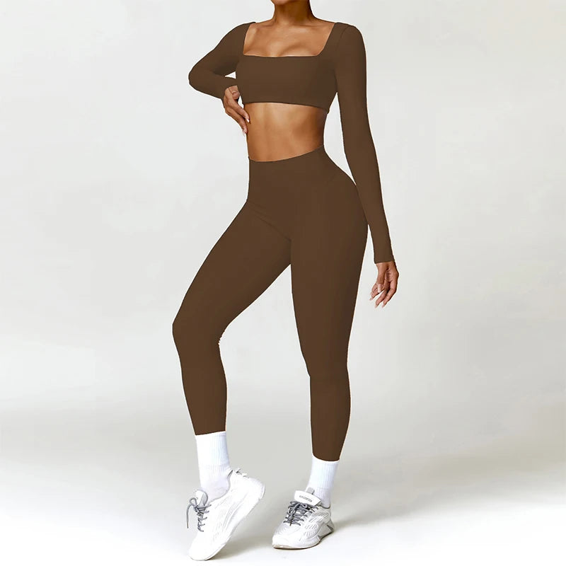 2PCS Yoga Suit Sports Set – Quick-Dry Long Sleeve Running & Workout Tracksuit