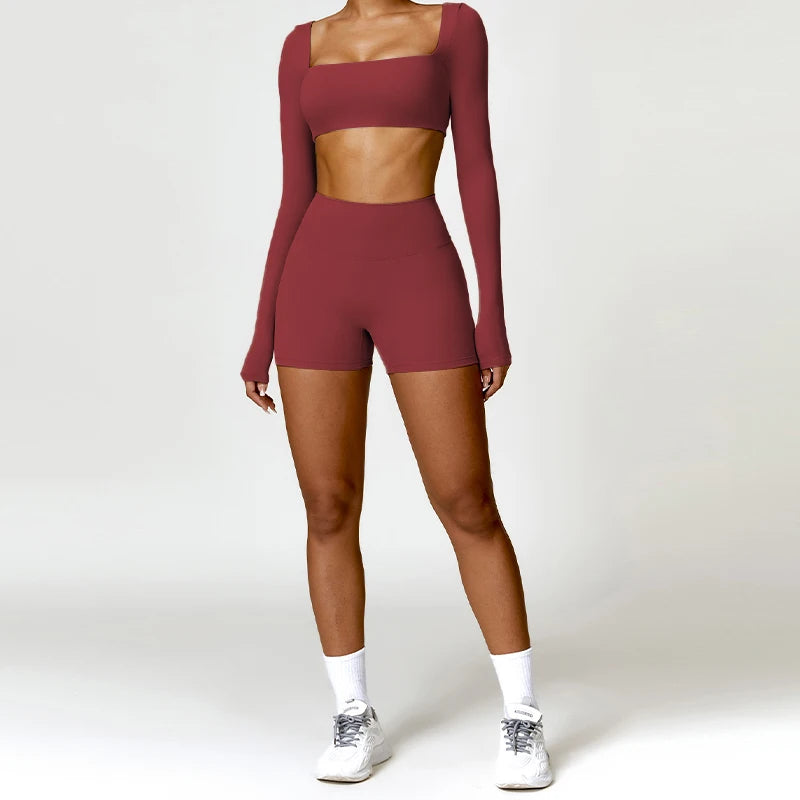 2PCS Yoga Suit Sports Set – Quick-Dry Long Sleeve Running & Workout Tracksuit