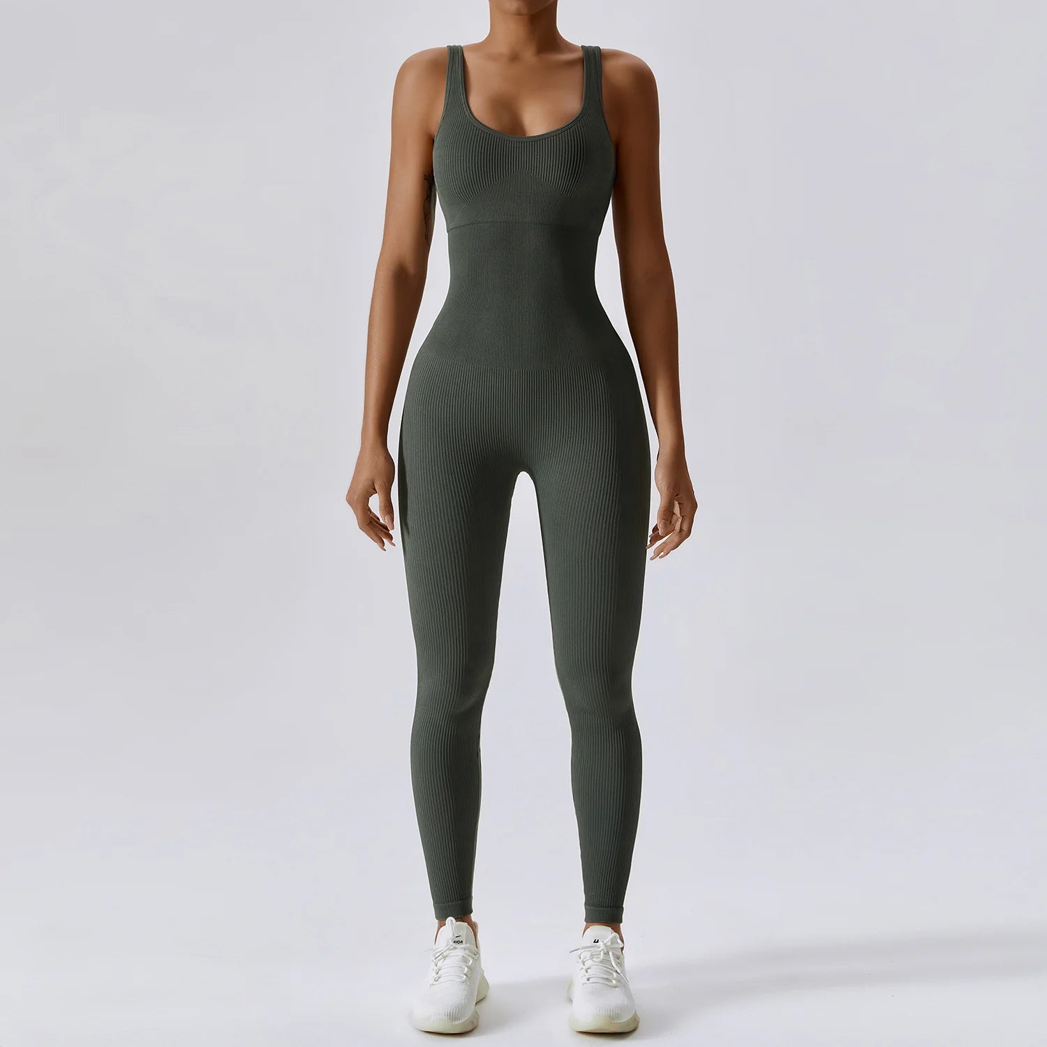 Seamless One-Piece Fitness Bodysuit – Push Up Stretch Gym Suit