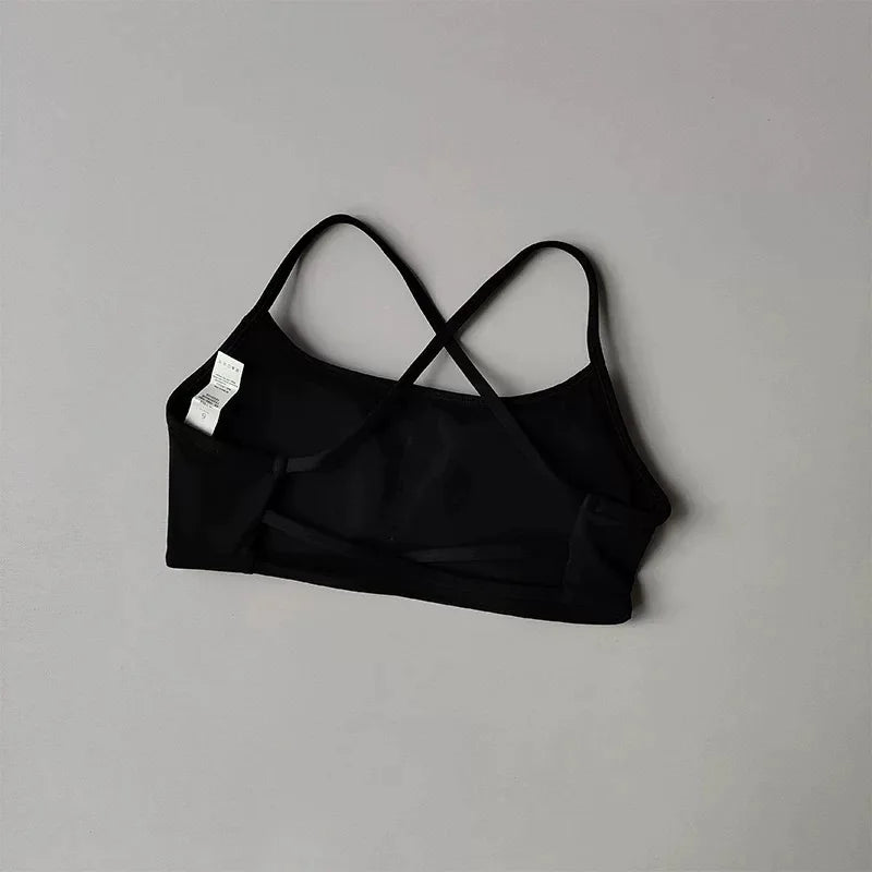 Cross Back Sports Bra – Shock-Resistant Gathered Yoga Vest & Fitness Wear