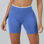 S-TE Colorblock Seamless Yoga Shorts – Peach Hip Tight Running Fitness Pants