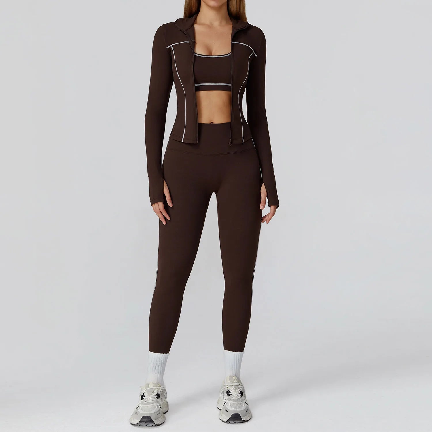 2/3PCS Yoga Set – Long Sleeve Bra, Leggings & Fitness Tracksuit