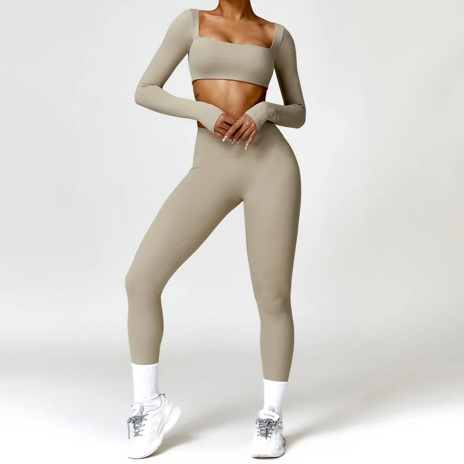 2PCS Yoga Suit Sports Set – Quick-Dry Long Sleeve Running & Workout Tracksuit