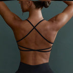 Cross Back Sports Bra – Shock-Resistant Gathered Yoga Vest & Fitness Wear