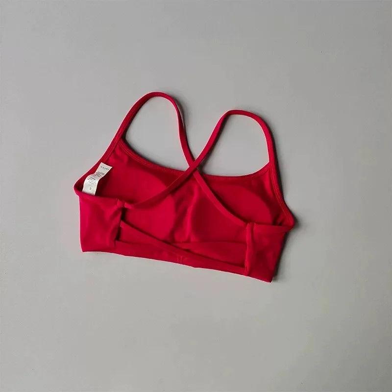Cross Back Sports Bra – Shock-Resistant Gathered Yoga Vest & Fitness Wear