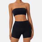 Ctenkevet Two Piece Fitness Sports Set – Strapless Bra & Gym Crop Top Suit