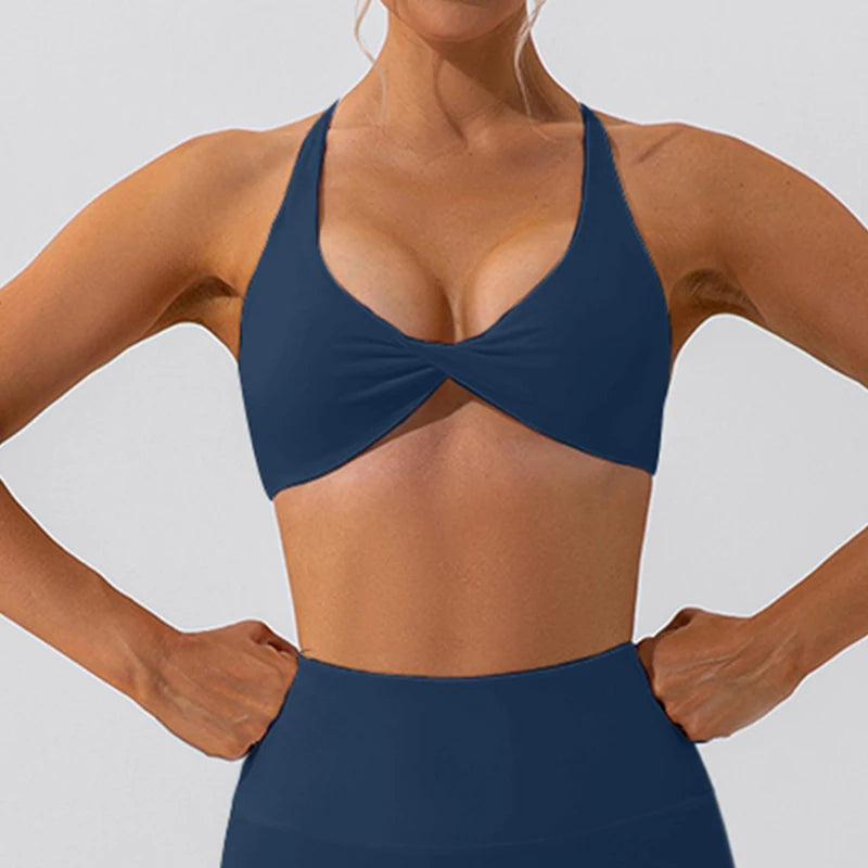 Cross Back Sports Bra – Breathable Yoga & Running Fitness Workout Top
