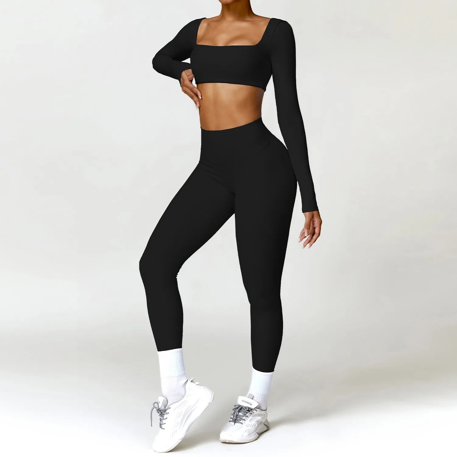 2PCS Yoga Suit Sports Set – Quick-Dry Long Sleeve Running & Workout Tracksuit