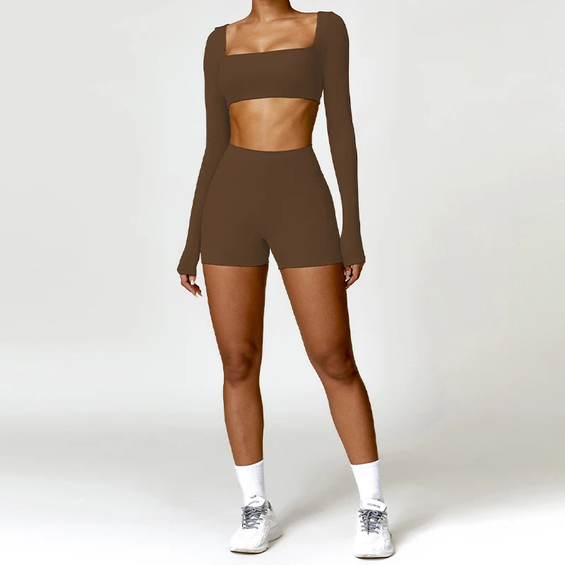 2PCS Yoga Suit Sports Set – Quick-Dry Long Sleeve Running & Workout Tracksuit