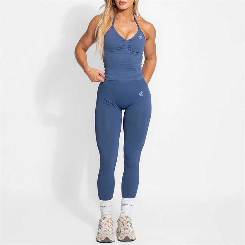 Yoga Set 2-Piece – Halter Top & High Waist Shaping Leggings