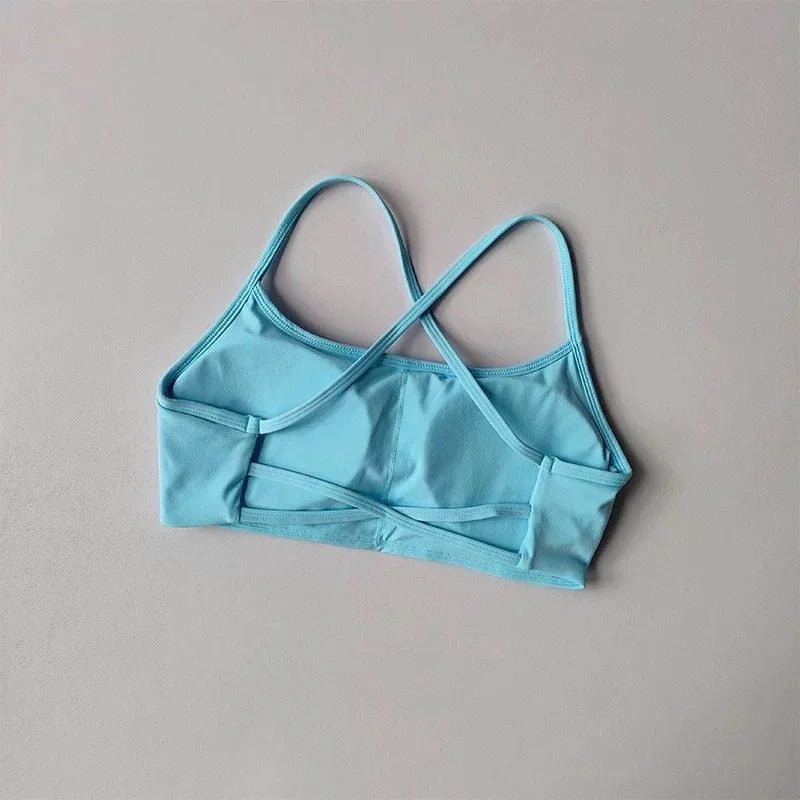 Cross Back Sports Bra – Shock-Resistant Gathered Yoga Vest & Fitness Wear