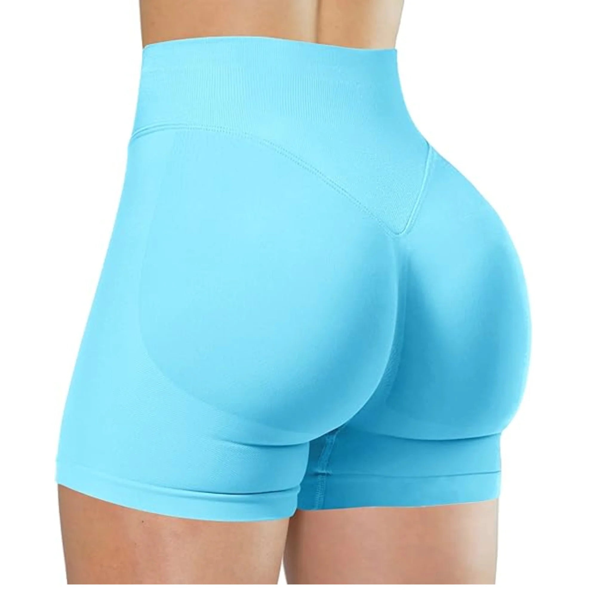 High Waist Yoga Shorts – Fashionable Solid Color Running Fitness Leggings