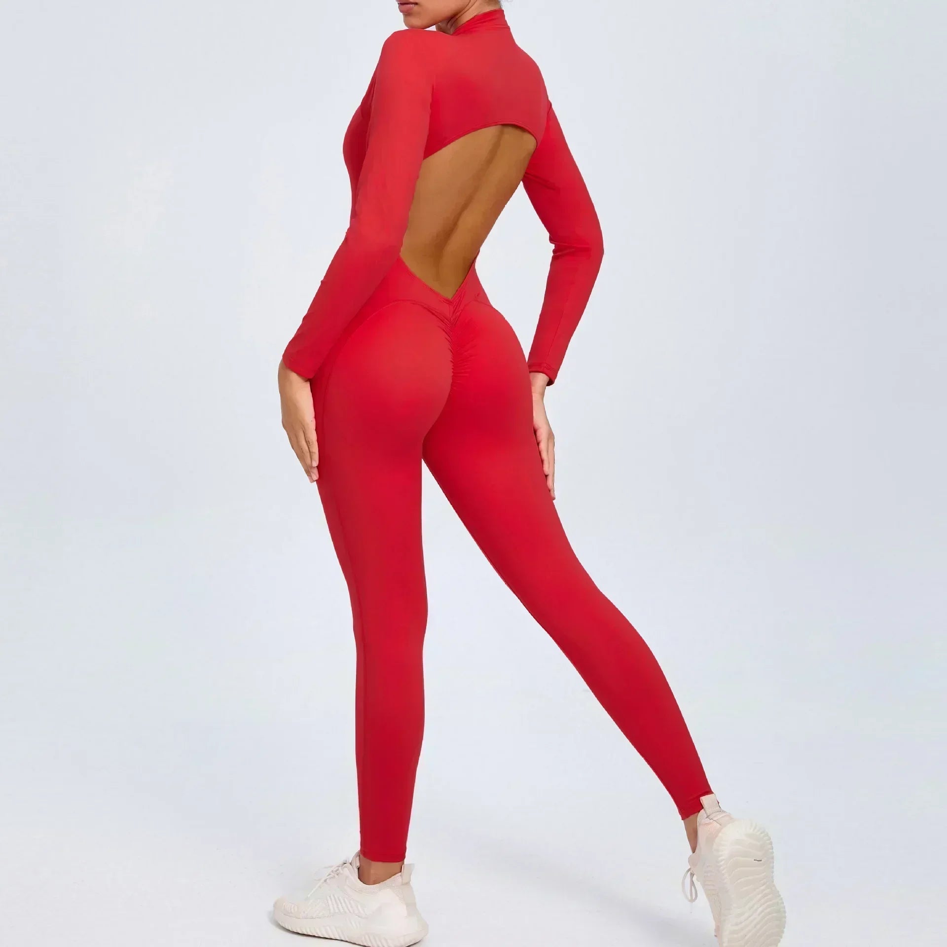 Seamless Zipper Yoga Jumpsuit – Long Sleeve Hip-Lifting Gym Bodysuit