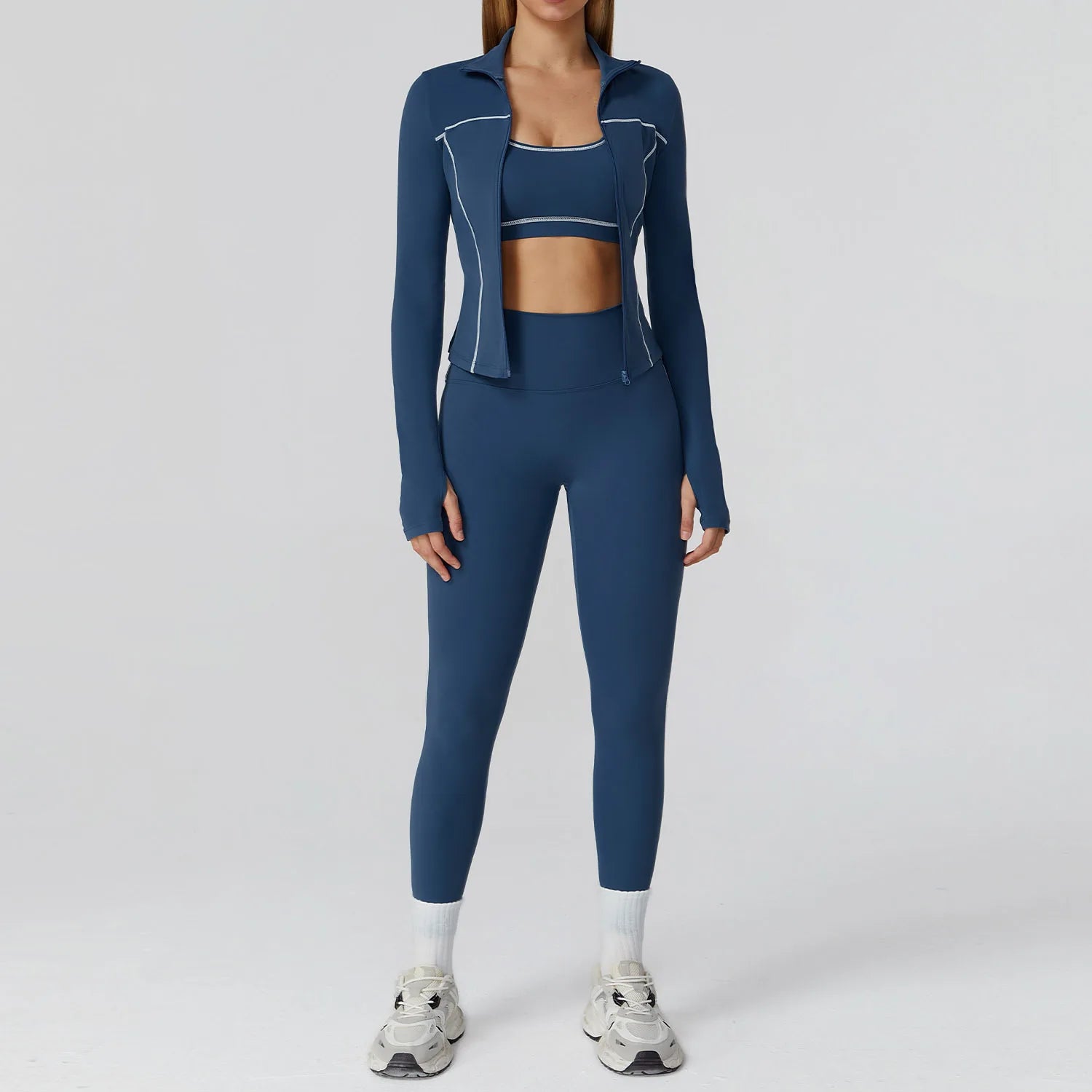 2/3PCS Yoga Set – Long Sleeve Bra, Leggings & Fitness Tracksuit