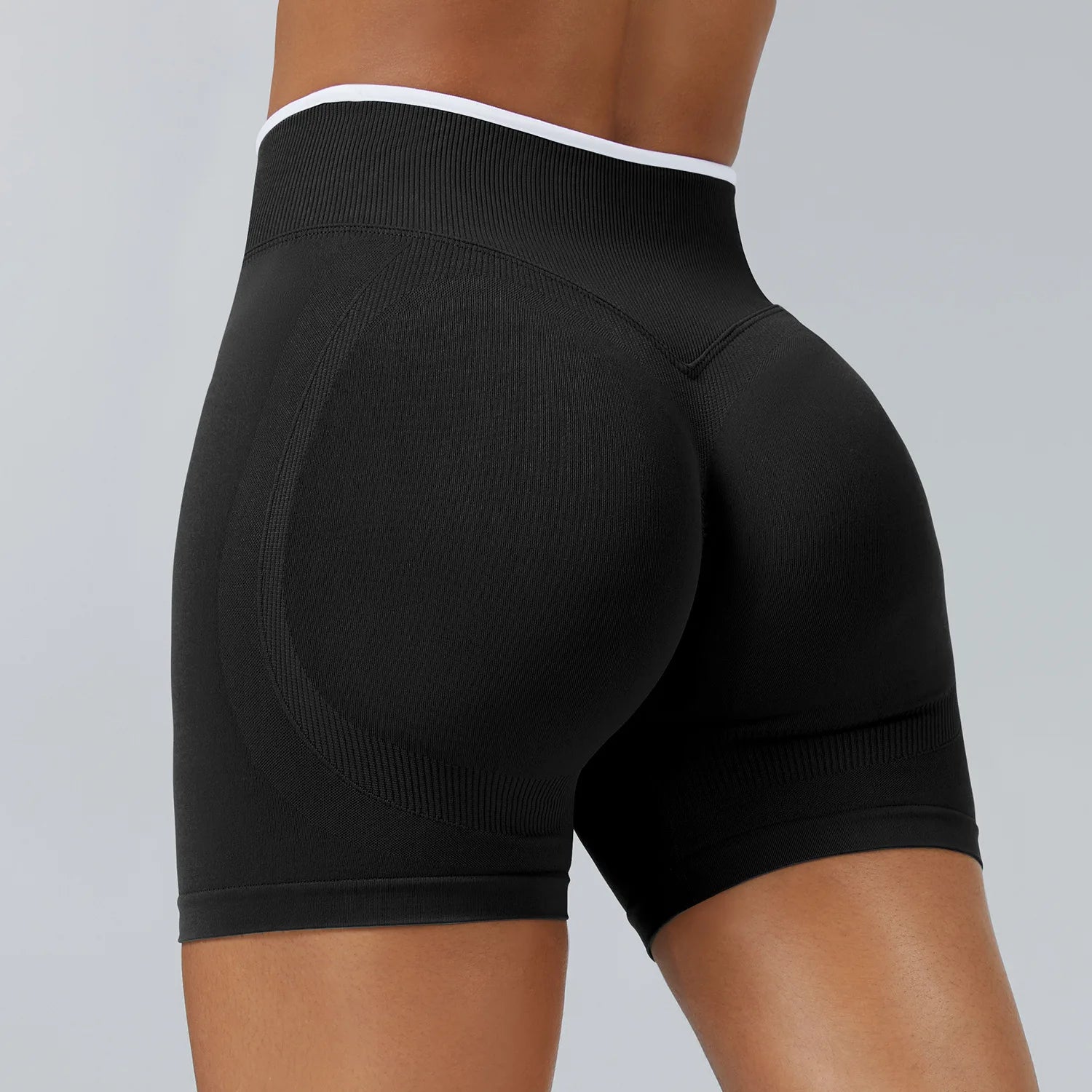 S-TE Colorblock Seamless Yoga Shorts – Peach Hip Tight Running Fitness Pants