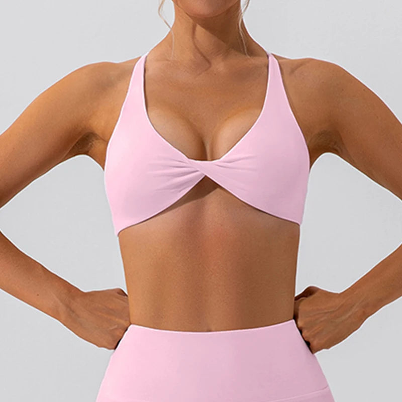 Cross Back Sports Bra – Breathable Yoga & Running Fitness Workout Top