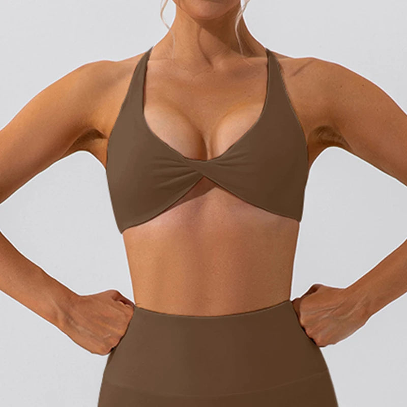 Cross Back Sports Bra – Breathable Yoga & Running Fitness Workout Top